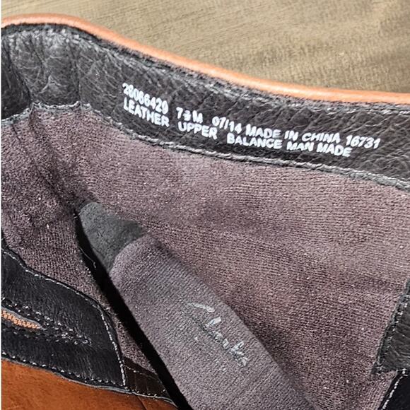 Clarks leather lace up boots ladies size 7.5M caramel brown  side zip - Picture 9 of 12